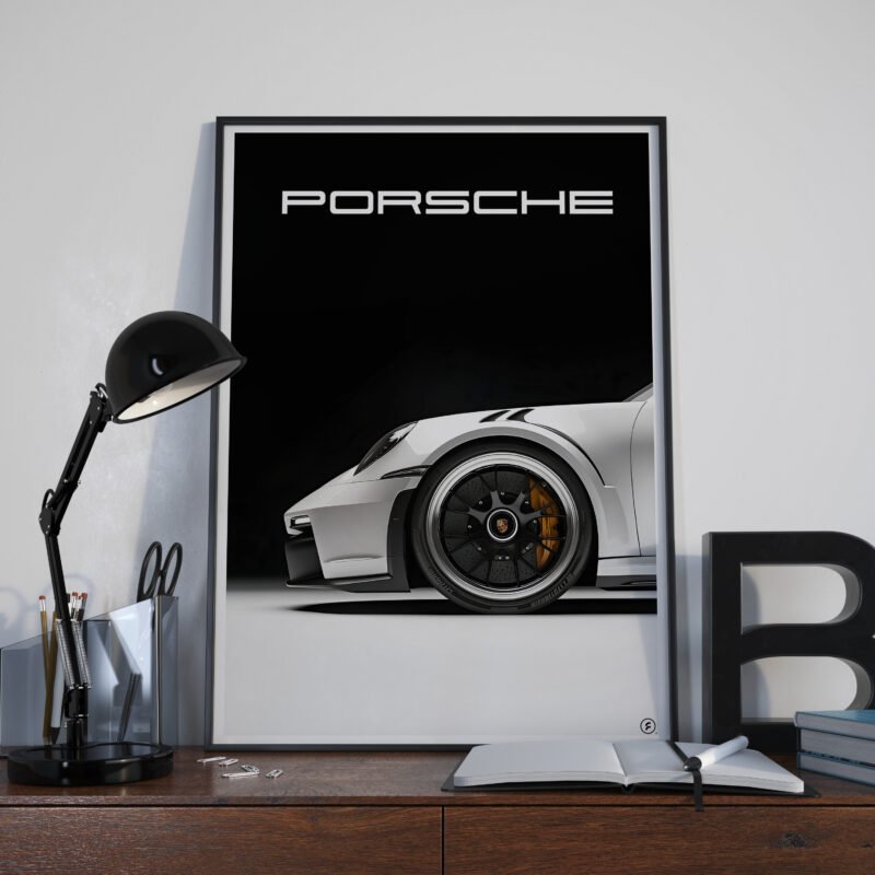 Porsche 911 Black and White Digital Art