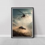 Porsche 911 Hnaging with Helicopter – Aerial Digital Art