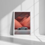 Porsche 911 Blaze – Red & White Digital Art