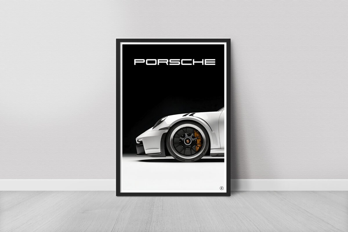 Porsche 911 Black and White Digital Art