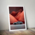 Porsche 911 Blaze – Red & White Digital Art