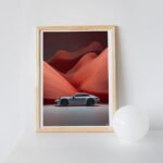 Porsche 911 Blaze – Red & White Digital Art