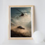 Porsche 911 Hnaging with Helicopter – Aerial Digital Art