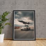 porsche with plane-digital art