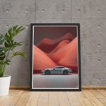 Porsche 911 Blaze – Red & White Digital Art