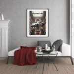 Porsche in room flying digital art